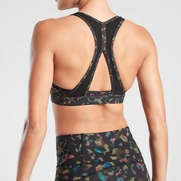 NWT Athleta Black Leopard Printed Contender Bra - Picture 2 of 8